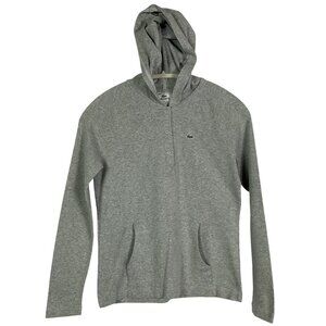 Lacoste Devanlay Gray Hooded Henley Pullover Women’s 40 Medium 100% Cotton Kanga